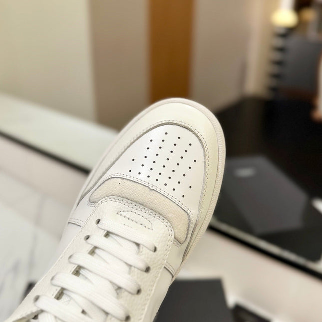 MID-TOP SNEAKERS IN WHITE PERFORATED LAMBSKIN