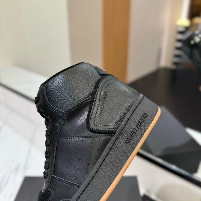 MID-TOP SNEAKERS IN BLACK PERFORATED LAMBSKIN
