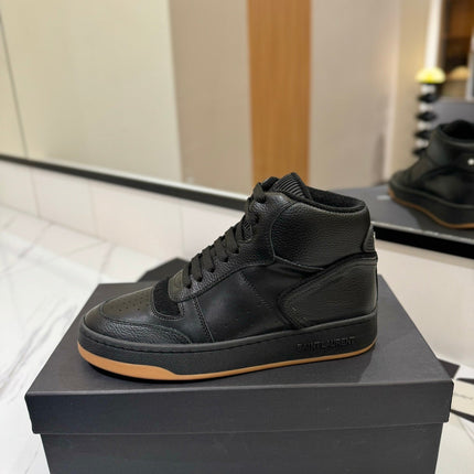 MID-TOP SNEAKERS IN BLACK PERFORATED LAMBSKIN