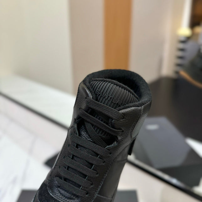 MID-TOP SNEAKERS IN BLACK PERFORATED LAMBSKIN