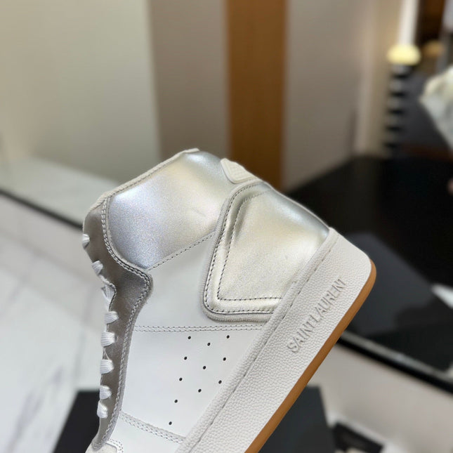 MID-TOP SNEAKERS IN SILVER MIX WHITE LAMBSKIN