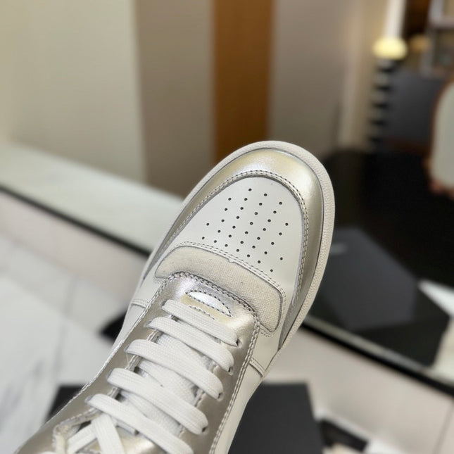 MID-TOP SNEAKERS IN SILVER MIX WHITE LAMBSKIN