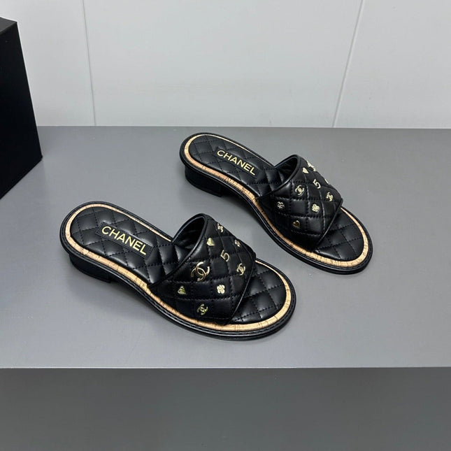 CC Slippers black calf leather