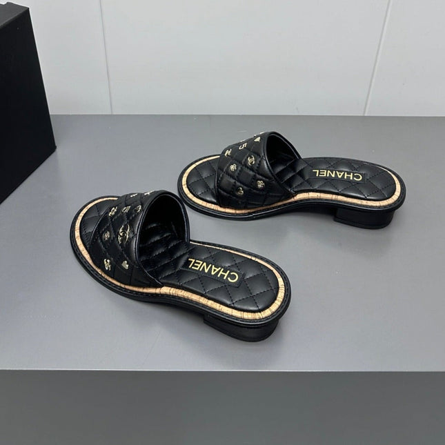CC Slippers black calf leather