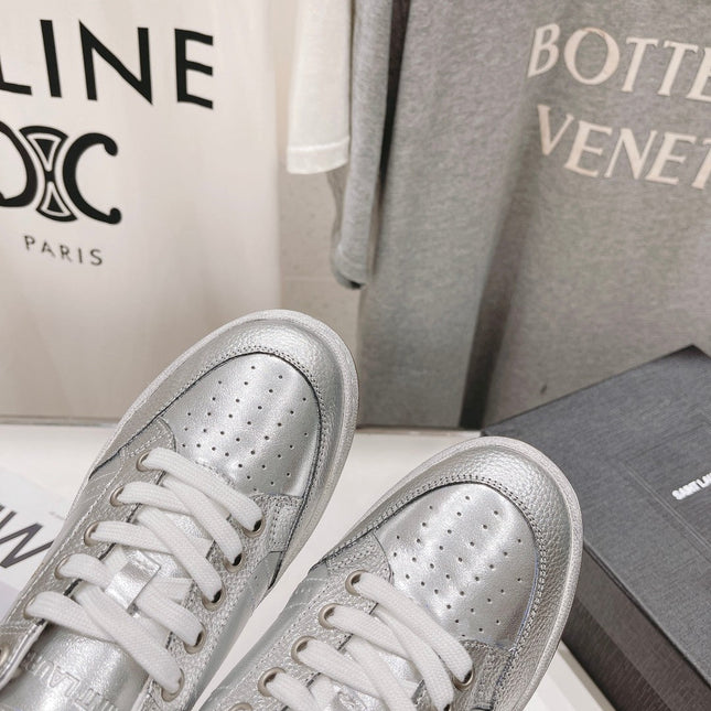SL SL/61 SNEAKERS SILVER PERFORATED CALFSKIN