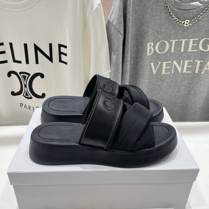 MILA PLATFORM 5 CM IN BLACK NYLON WITH EMBROIDERED LOGO