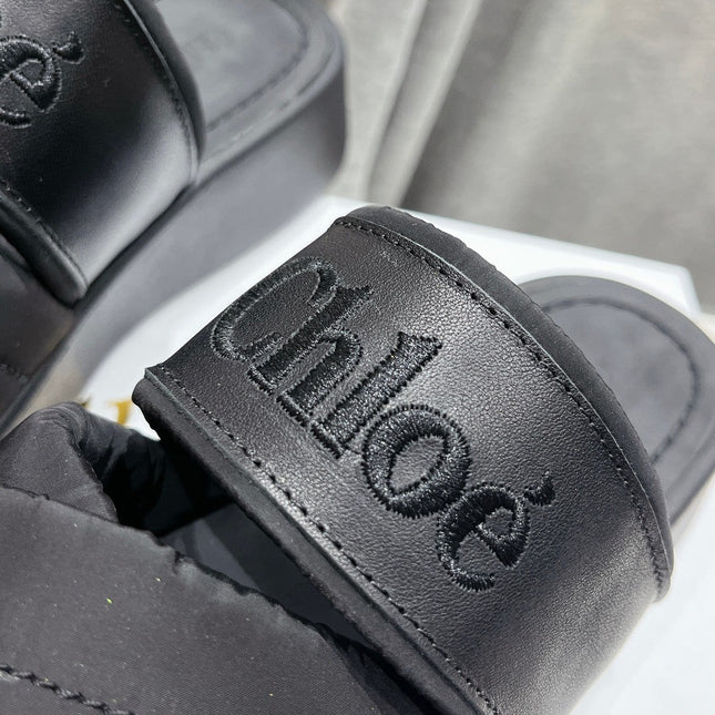 MILA PLATFORM 5 CM IN BLACK NYLON WITH EMBROIDERED LOGO
