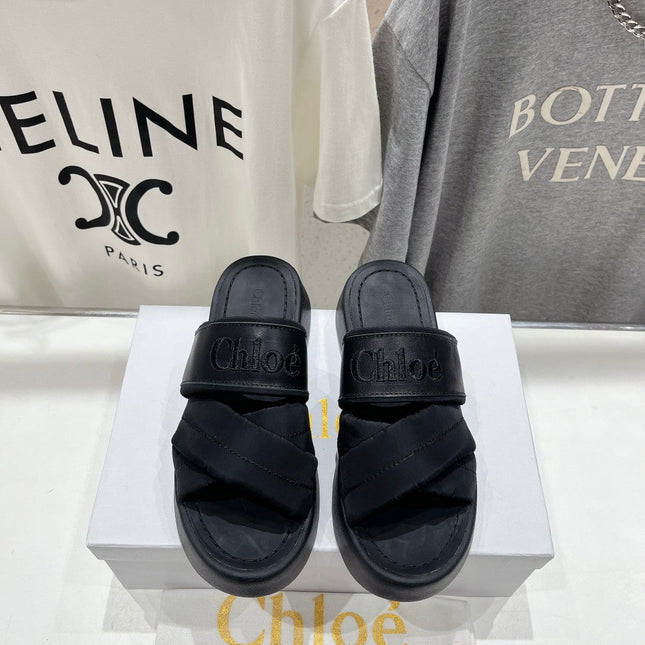 MILA PLATFORM 5 CM IN BLACK NYLON WITH EMBROIDERED LOGO