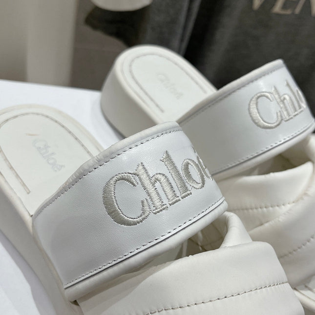 MILA PLATFORM 5 CM IN WHITE NYLON WITH EMBROIDERED LOGO