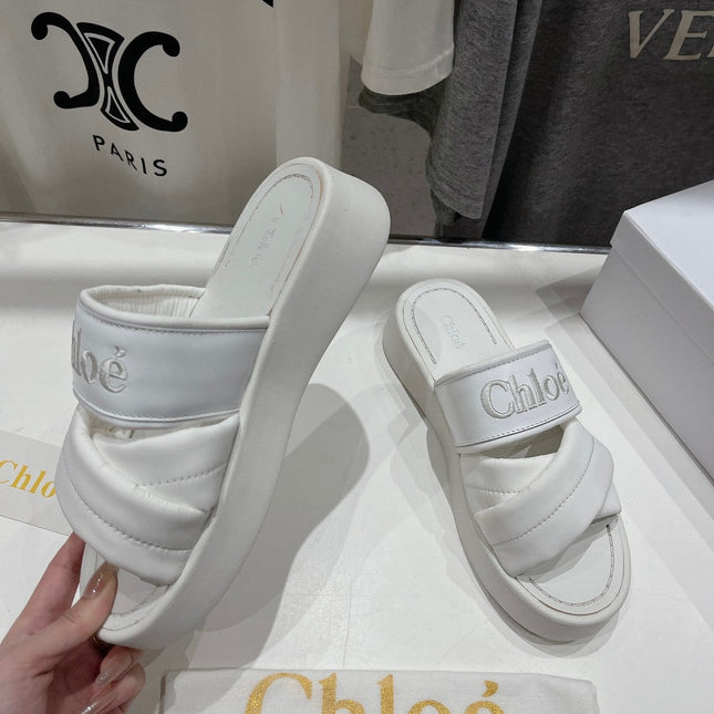 MILA PLATFORM 5 CM IN WHITE NYLON WITH EMBROIDERED LOGO
