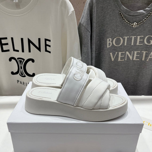 MILA PLATFORM 5 CM IN WHITE NYLON WITH EMBROIDERED LOGO