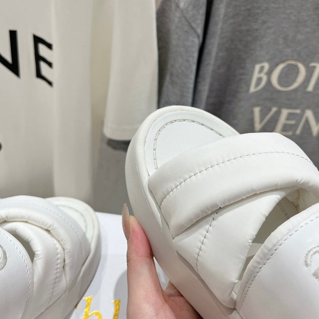 MILA PLATFORM 5 CM IN WHITE NYLON WITH EMBROIDERED LOGO