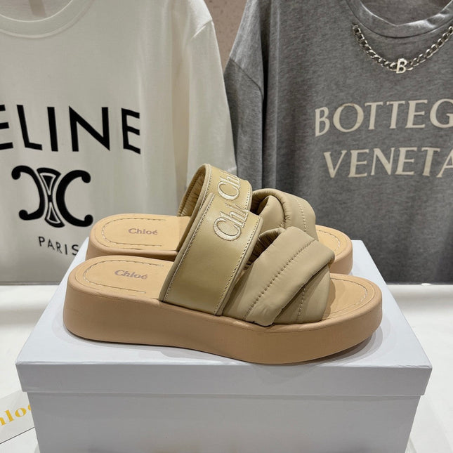 MILA PLATFORM 5 CM IN OYSTER GREY NYLON WITH EMBROIDERED LOGO