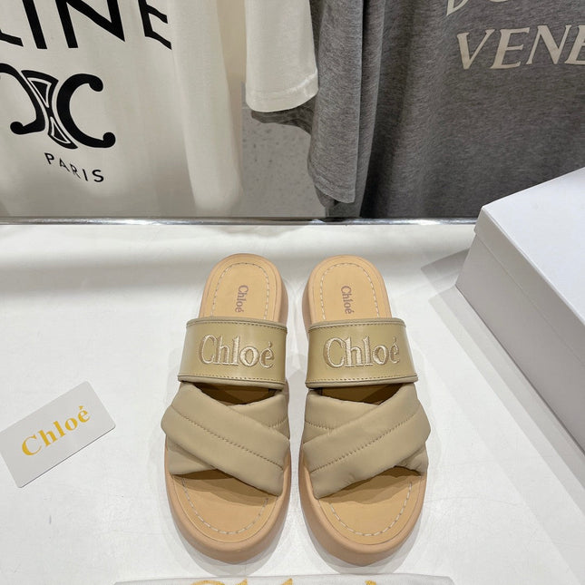 MILA PLATFORM 5 CM IN OYSTER GREY NYLON WITH EMBROIDERED LOGO