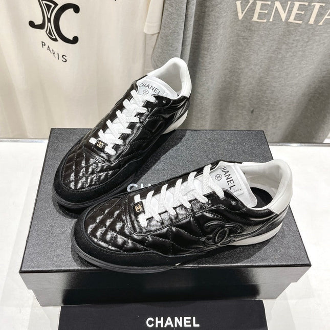 Double C  New Quilted Panda Shoes Black Sheepskin