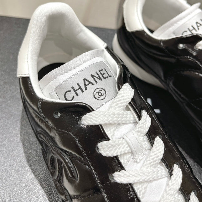 Double C  New Quilted Panda Shoes Black Sheepskin