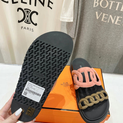 EXTRA SANDAL BLACK MIX PEACH MIX MOSS CALFSKIN