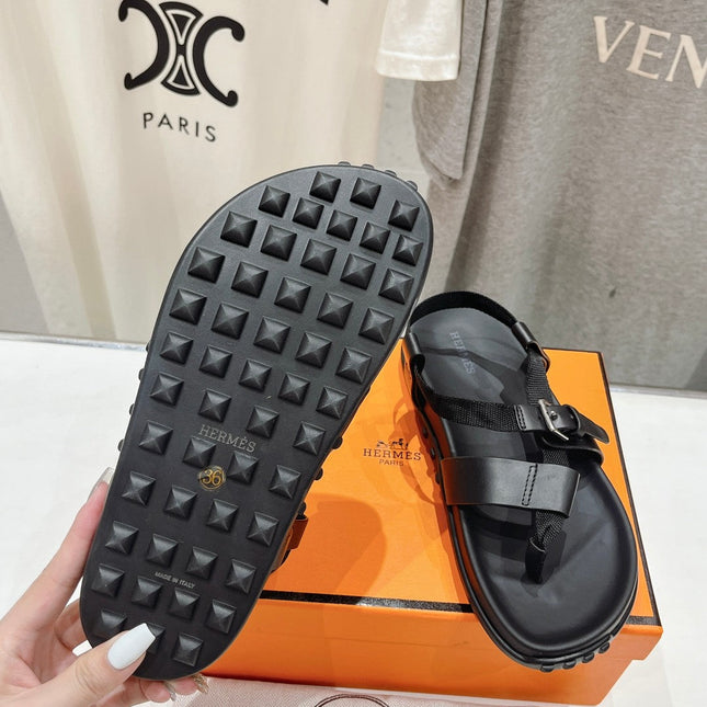 SANDAL BRAIDED 30 BLACK CALFSKIN
