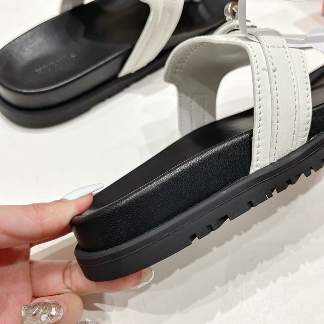 EMPIRE SANDAL BLACK MIX WHITE CALFSKIN