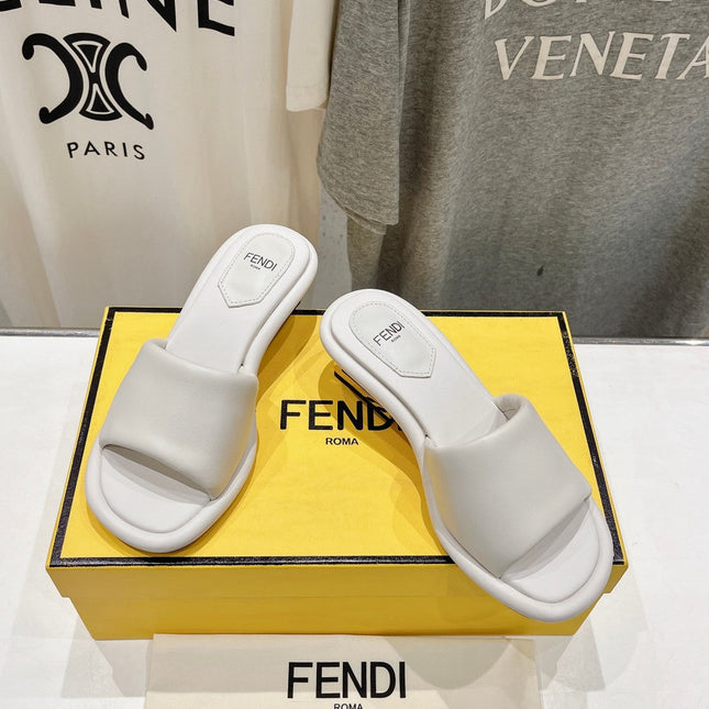 FENDI BAGUETTE MEDIUM-HEEL SANDALS 45 MM IN WHITE CALFSKIN