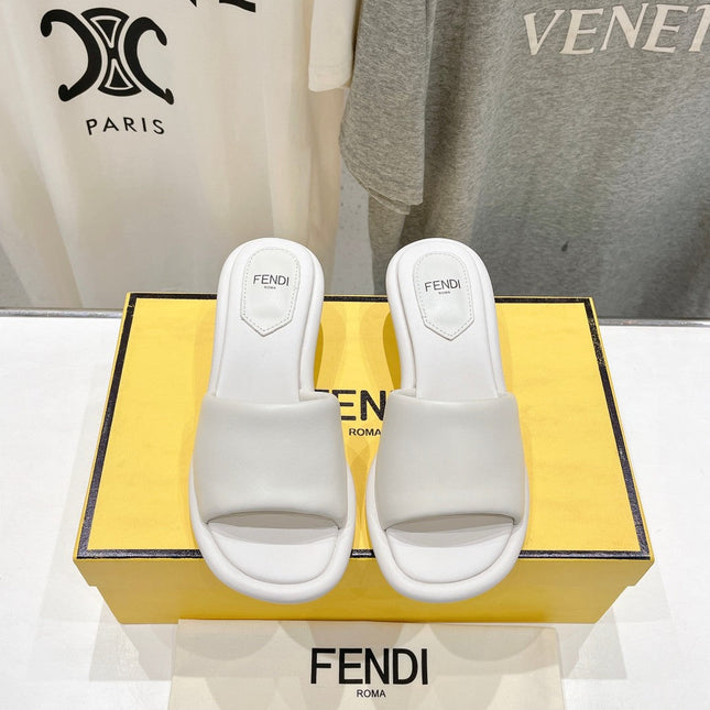 FENDI BAGUETTE MEDIUM-HEEL SANDALS 45 MM IN WHITE CALFSKIN