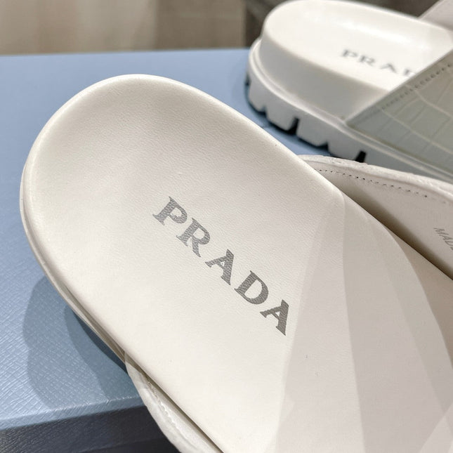 PRA CROCODILE LEATHER MOTIF SANDALS WHITE CALFSKIN