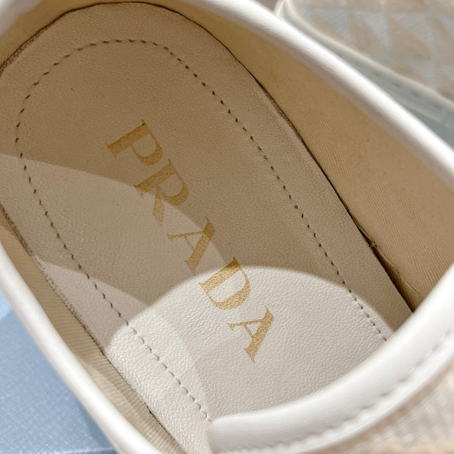 PRA PRINTED COTTON SNEAKERS WHITE AND BEIGE CANVAS