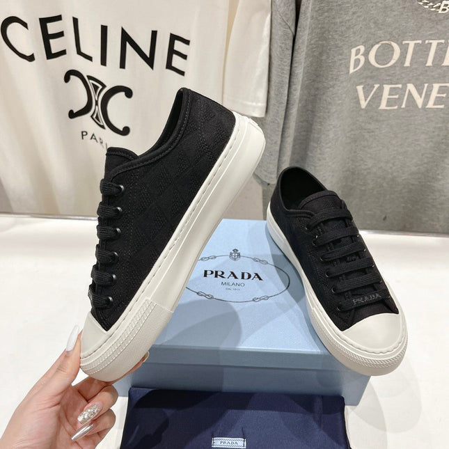 PRA PRINTED COTTON SNEAKERS BLACK AND WHITE CANVAS