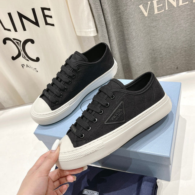PRA PRINTED COTTON SNEAKERS BLACK AND WHITE CANVAS
