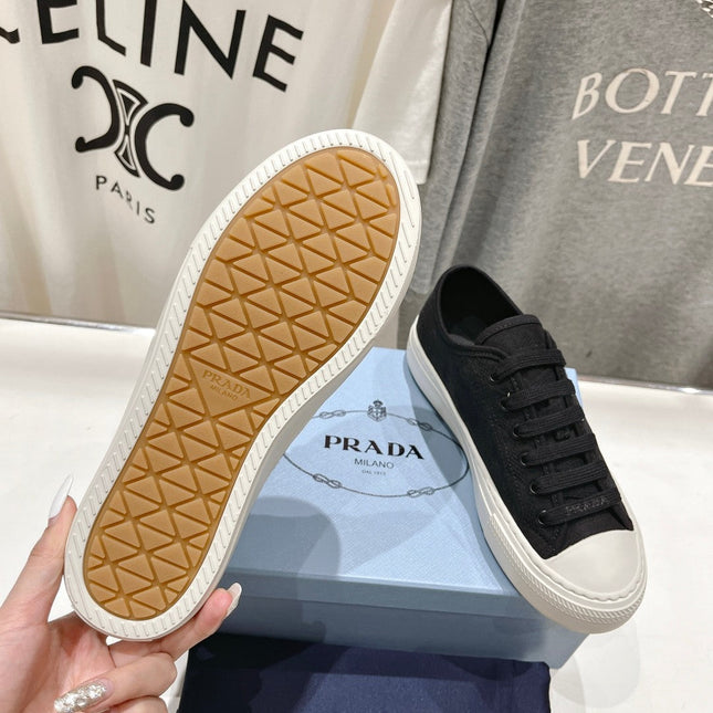 PRA PRINTED COTTON SNEAKERS BLACK AND WHITE CANVAS