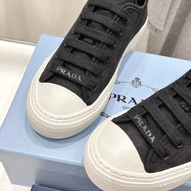 PRA PRINTED COTTON SNEAKERS BLACK AND WHITE CANVAS