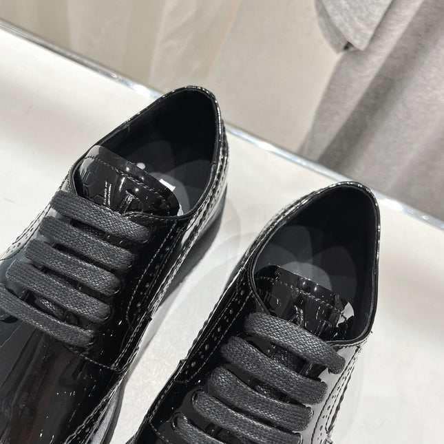 PRA BRUSHED LEATHER DERBY SHOES GLOSSY BLACK