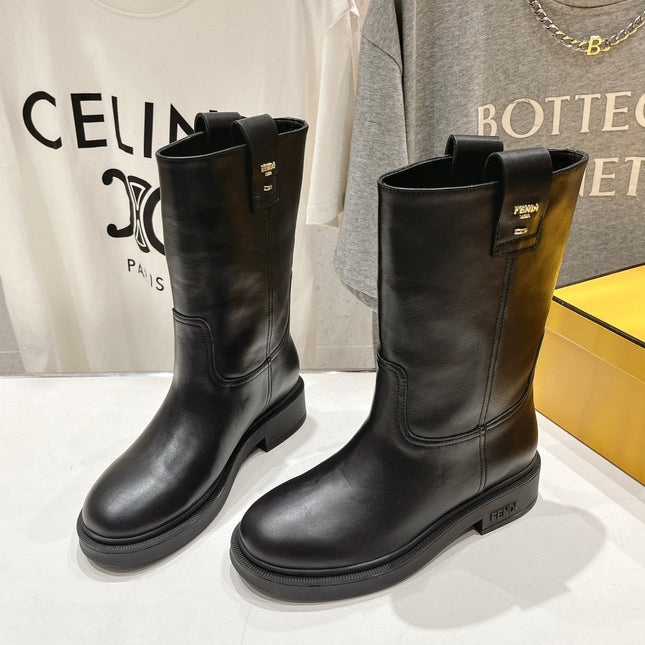 FENDI 25S ANKLE BOOTS IN BLACK COWHIDE