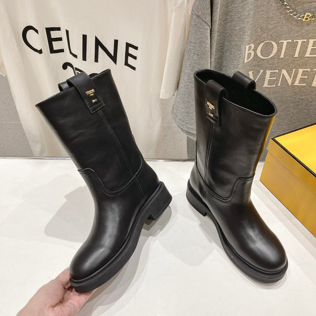 FENDI 25S ANKLE BOOTS IN BLACK COWHIDE