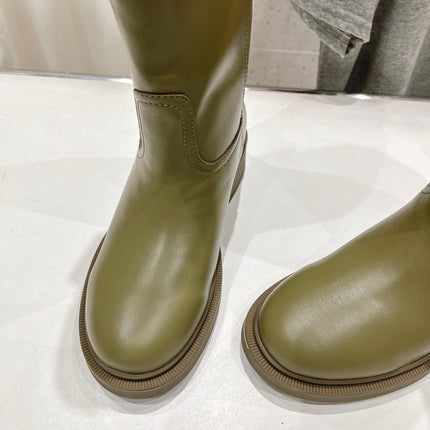 FENDI 25S HIGH BOOTS IN MOSS GREEN COWHIDE