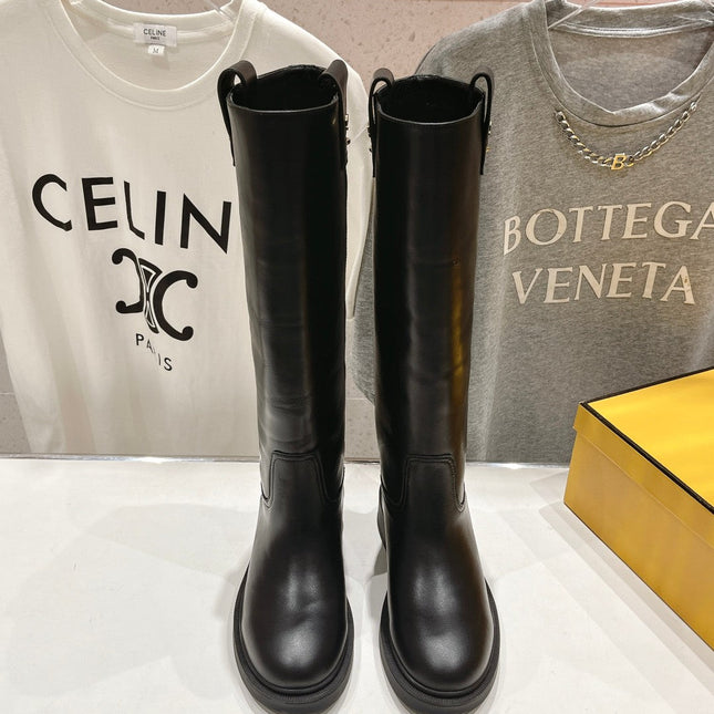 FENDI 25S HIGH BOOTS IN BLACK COWHIDE