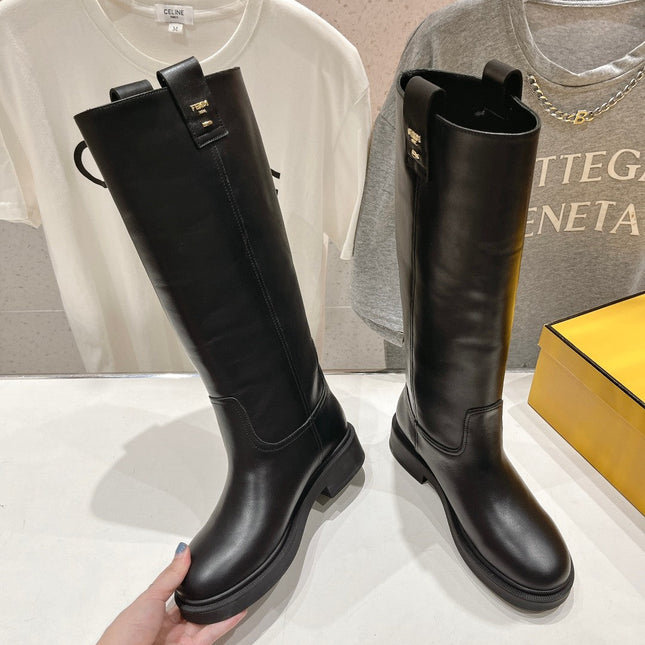 FENDI 25S HIGH BOOTS IN BLACK COWHIDE