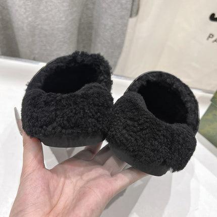 HORSEBIT MULE IN BLACK CALFSKIN AND FLEECE LINING