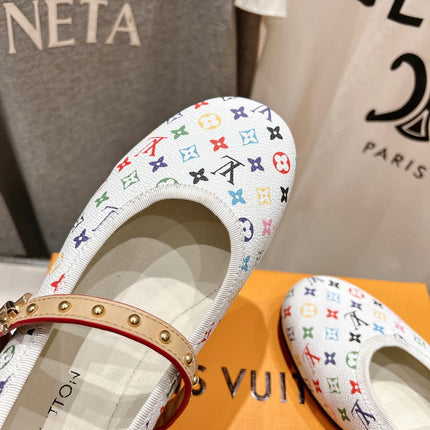 MARY JANE FLAT IN WHITE MONOGRAM CALFSKIN