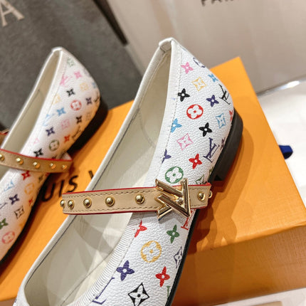 MARY JANE FLAT IN WHITE MONOGRAM CALFSKIN