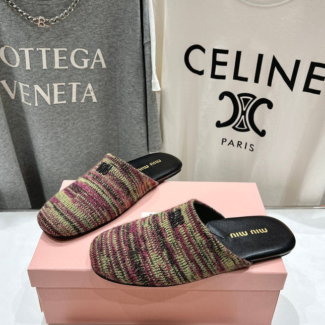 KNITTED MULES IN COLORFUL WOOL
