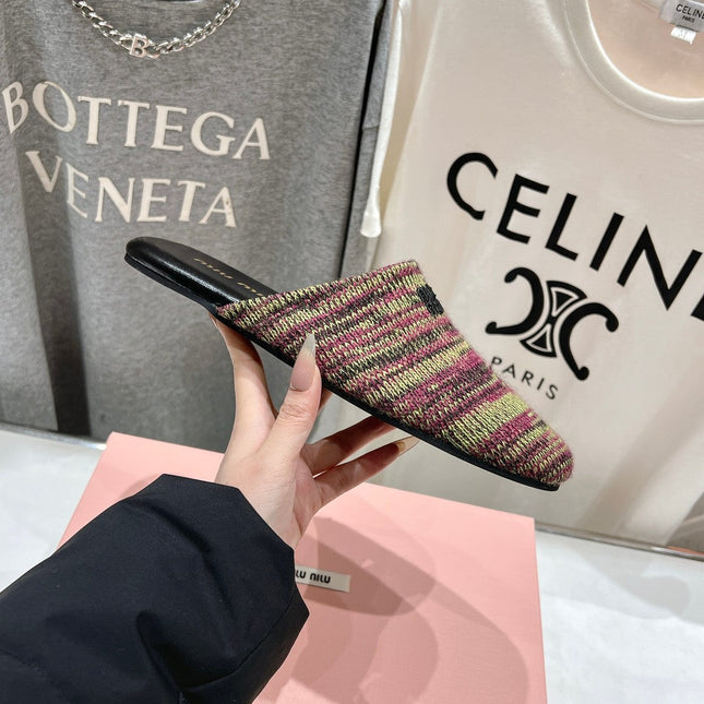 KNITTED MULES IN COLORFUL WOOL