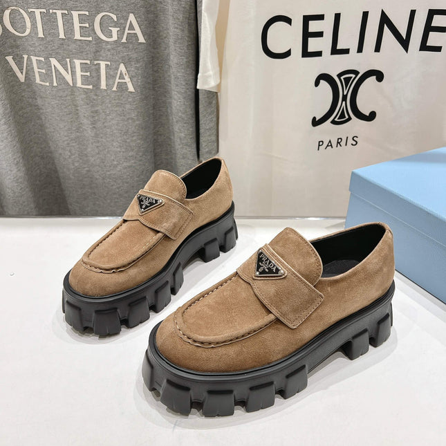 MONOLITH LOAFERS IN CAMEL BEIGE SUEDE