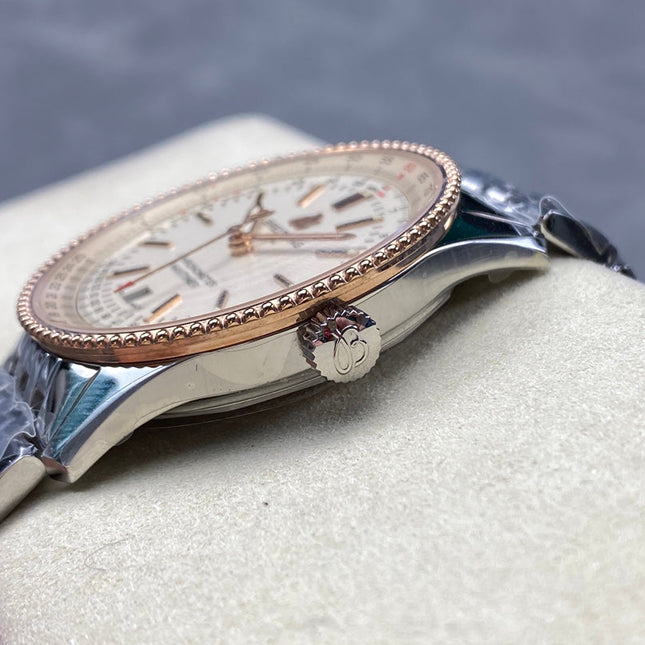 NAVITIMER AUTOMATIC 41 STEEL AND RED GOLD CASE WHITE DIAL