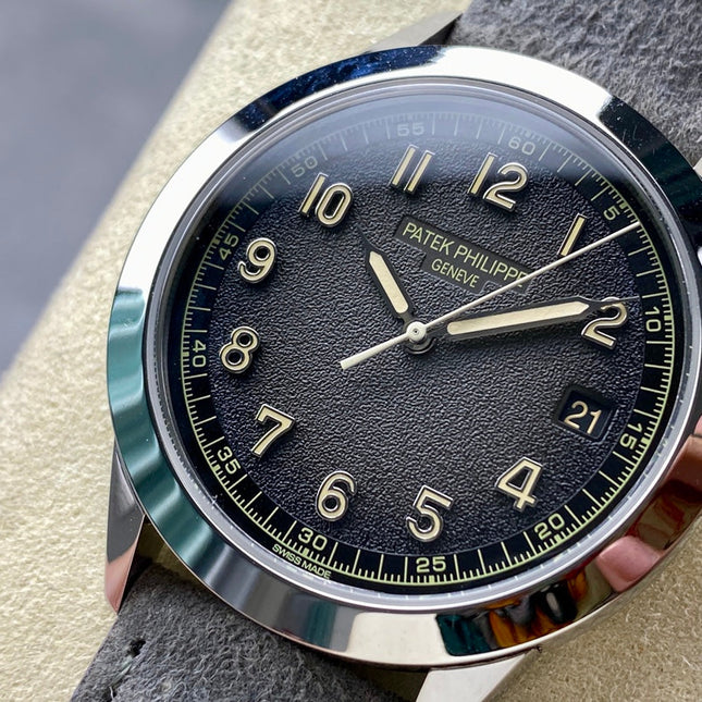 CALATRAVA WHITE GOLD CASE GRAY SUEDE STRAP