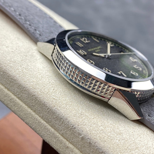 CALATRAVA WHITE GOLD CASE GRAY SUEDE STRAP