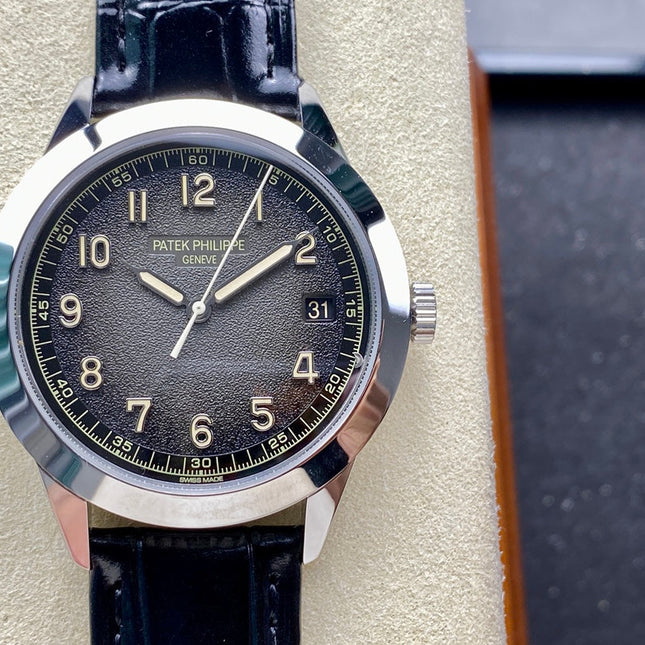 CALATRAVA WHITE GOLD CASE BLACK ALLIGATOR LEATHER STRAP