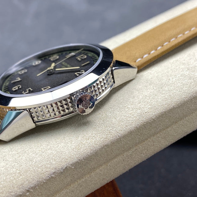 CALATRAVA WHITE GOLD CASE TERMITE BEIGE SUEDE STRAP