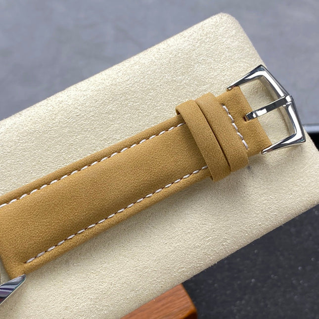 CALATRAVA WHITE GOLD CASE TERMITE BEIGE SUEDE STRAP