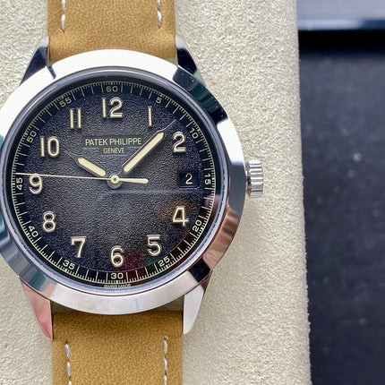 CALATRAVA WHITE GOLD CASE TERMITE BEIGE SUEDE STRAP